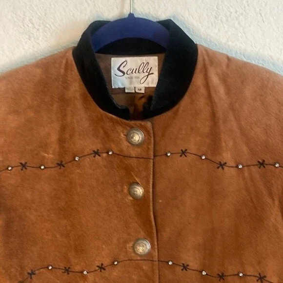vintage scully leather jacket western country stud M barb wire ranch - Picture 4 of 14